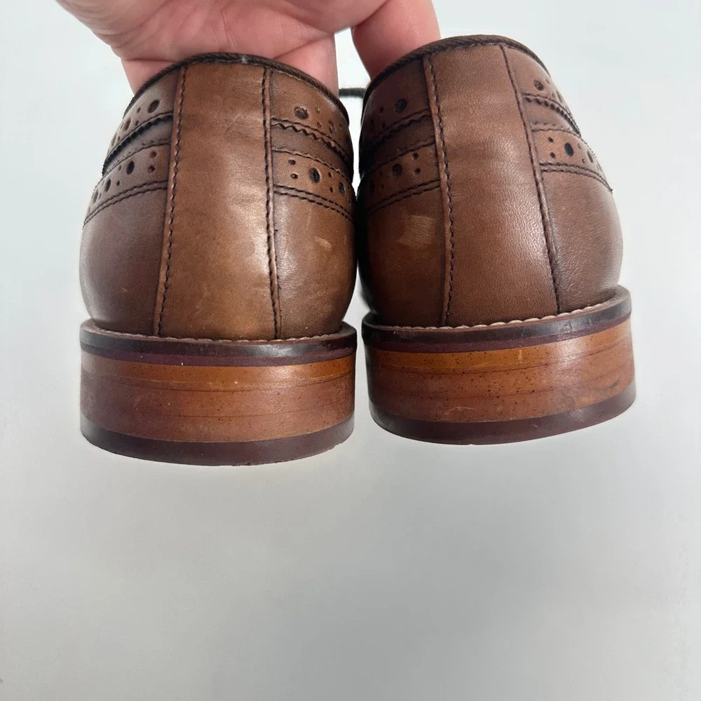 Johnston & Murphy Wingtip Oxford Shoes Brown Leather Men's 11.5M Lace‎ Up Brogue